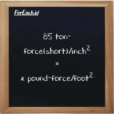 1 ton-force(short)/inch<sup>2</sup> is equivalent to 288000 pound-force/foot<sup>2</sup> (1 tf/in<sup>2</sup> is equivalent to 288000 lbf/ft<sup>2</sup>)